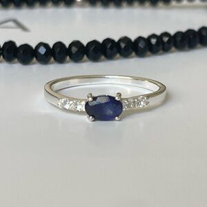 Natural Blue Sapphire Ring: 925 Sterling Silver, “Royal Delicacies” US 5-9